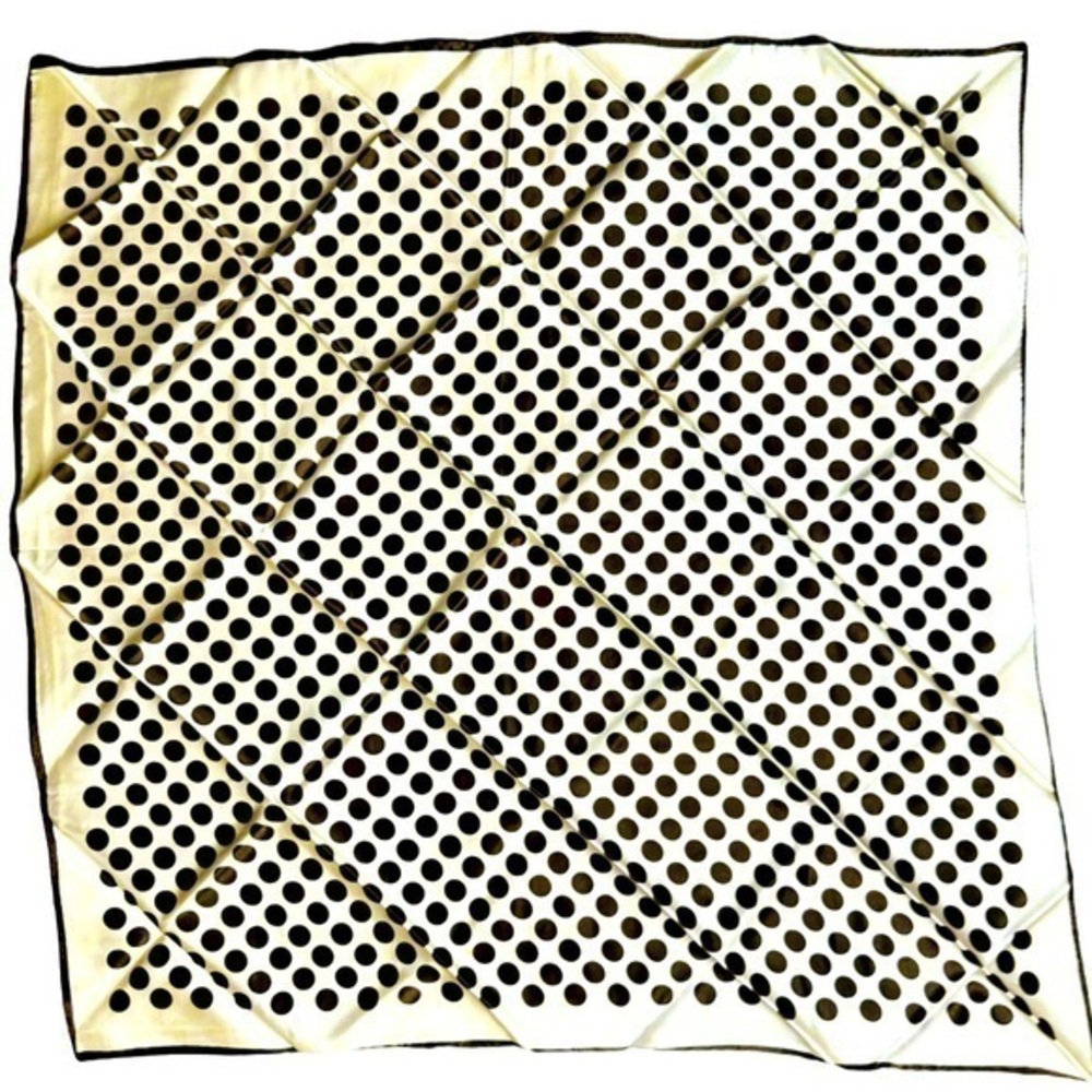 Vintage Brown and Cream Polka Dot Scarf – 25” x 25”